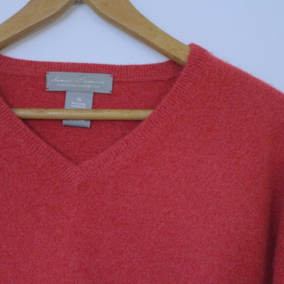 XL Mens Red CASHMERE V Neck Pullover Sweater NWOT Daniel Cremieux France - Picture 1 of 10